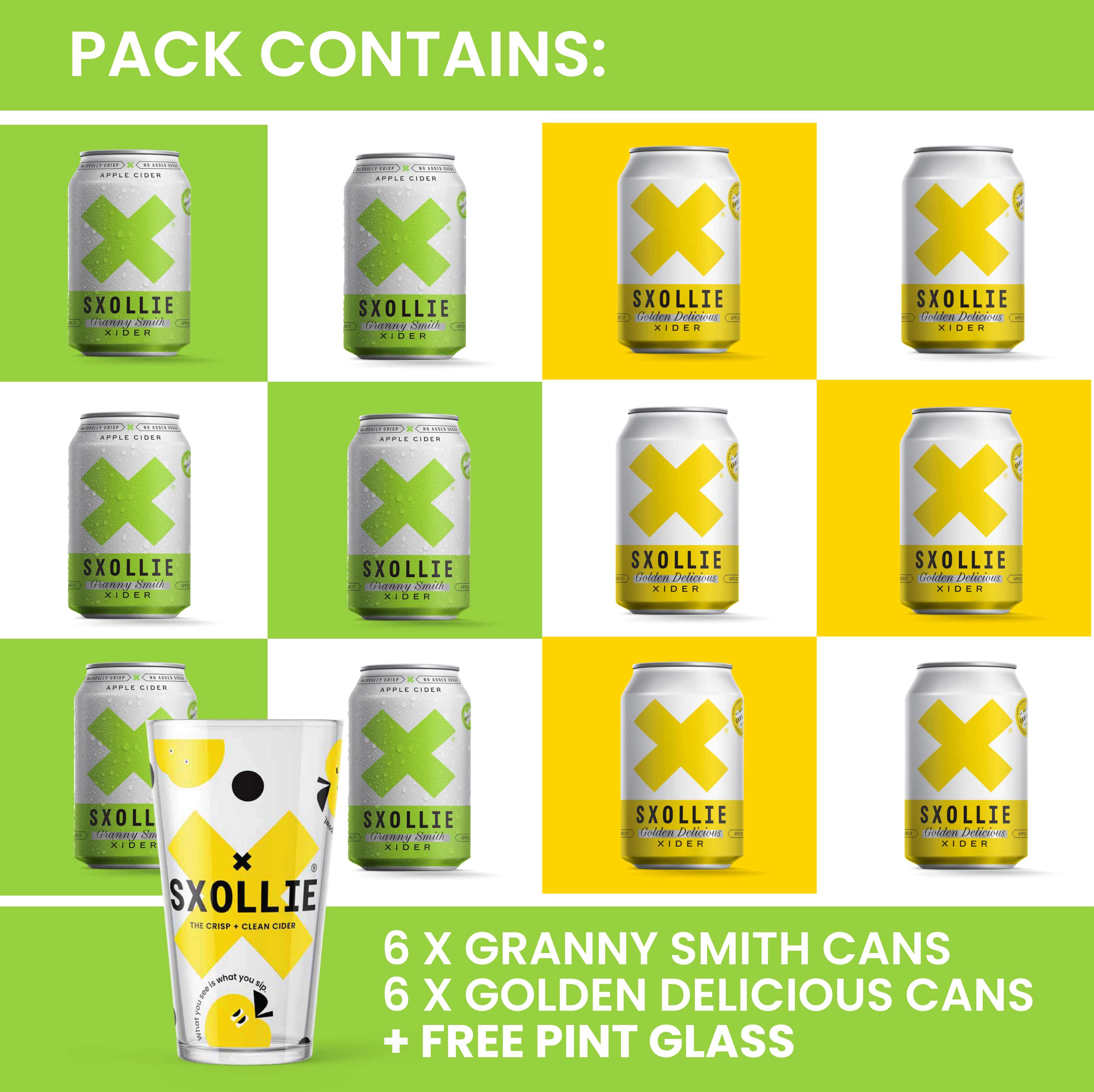 Mixed Granny Smith & Golden Delicious +Pint Glass