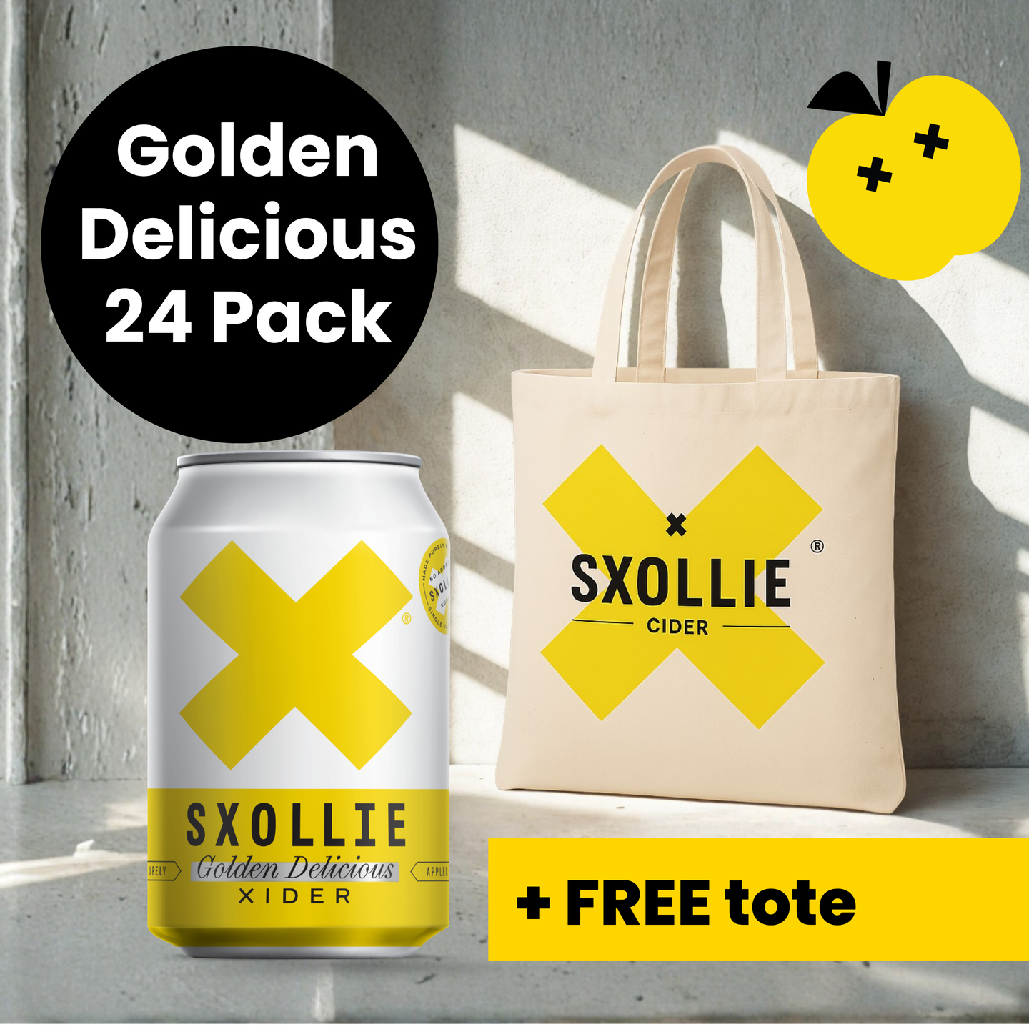 Golden Delicious 24 Pack 330ml + Free Tote